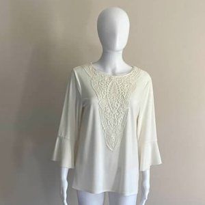 89th + Madison Bell Sleeve & Crochet Front Top
